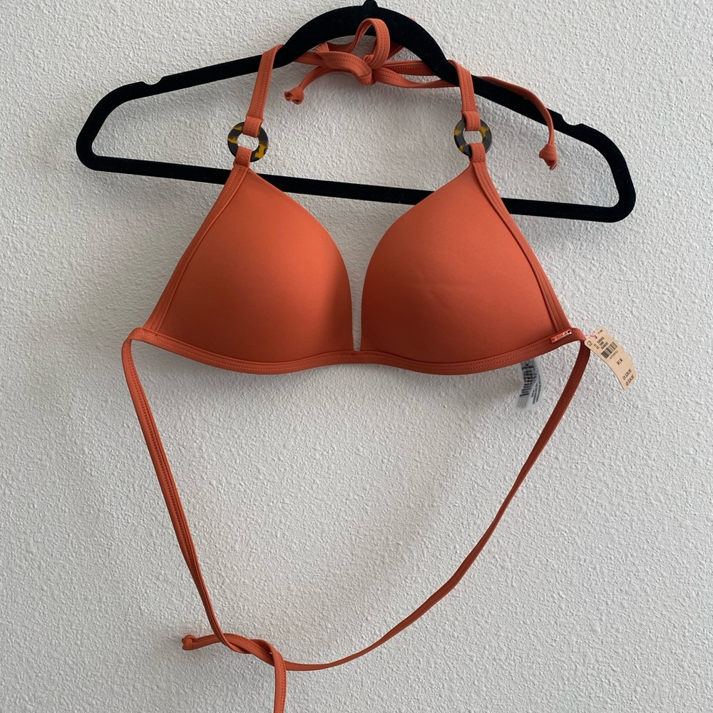 PINK bikini top in burnt orange with tortoise shell detail size M